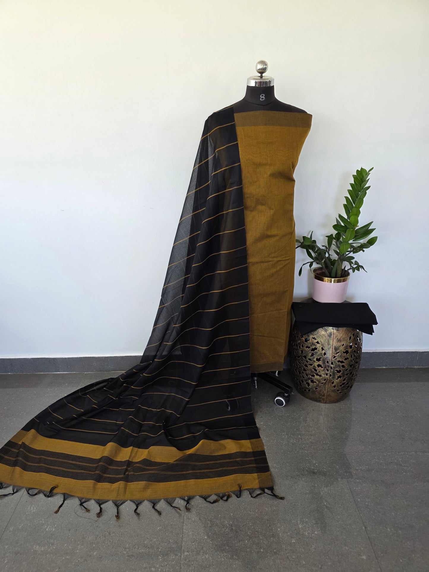 Mangalagiri cotton set with plain border - MAA77