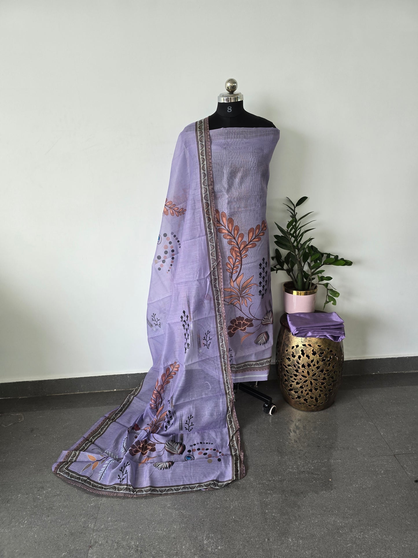 Fancy linen set with jari lines - POS44