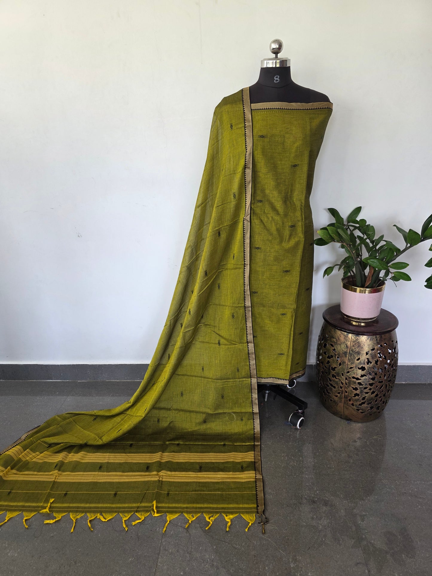 Mercerised narayanapet salwar set with butta weave(4.5 meters) -NA492