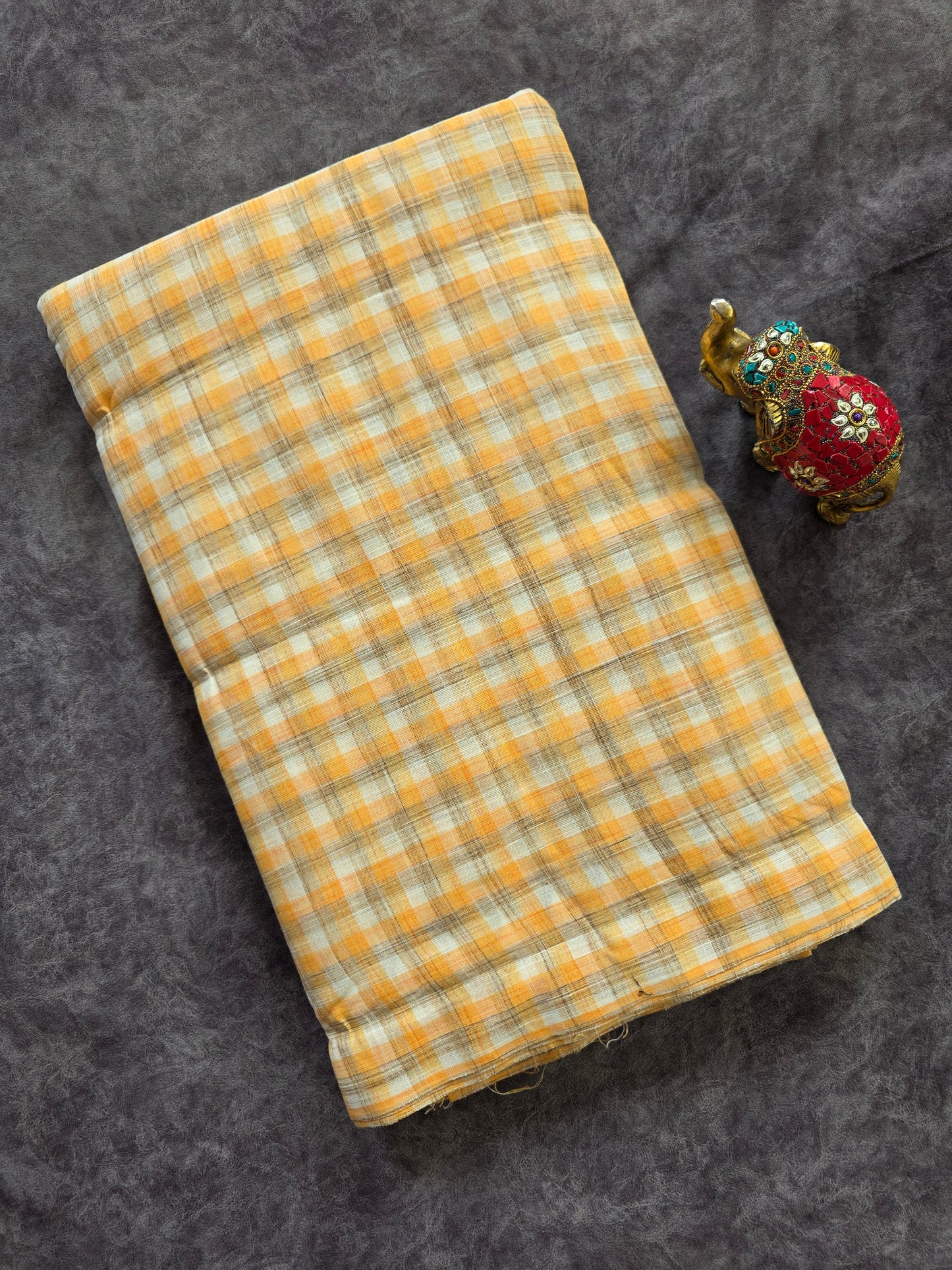 Prewashed Kattari Checked south cotton running material - HRM365
