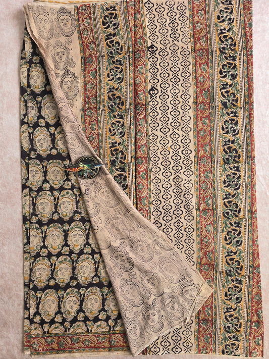Handblock pure kalamkari cotton saree - HZ9