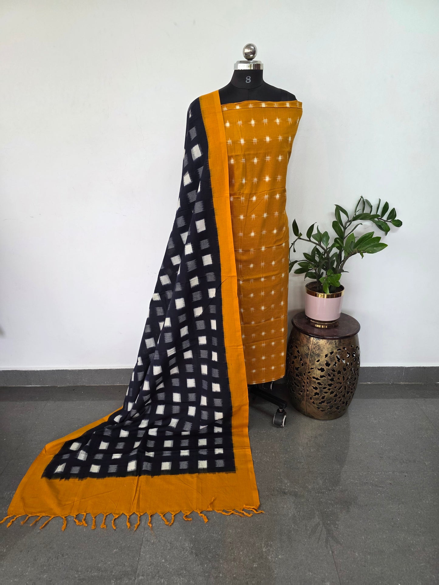 Handloom Double ikkat cotton with double ikkat duppatta -NV409