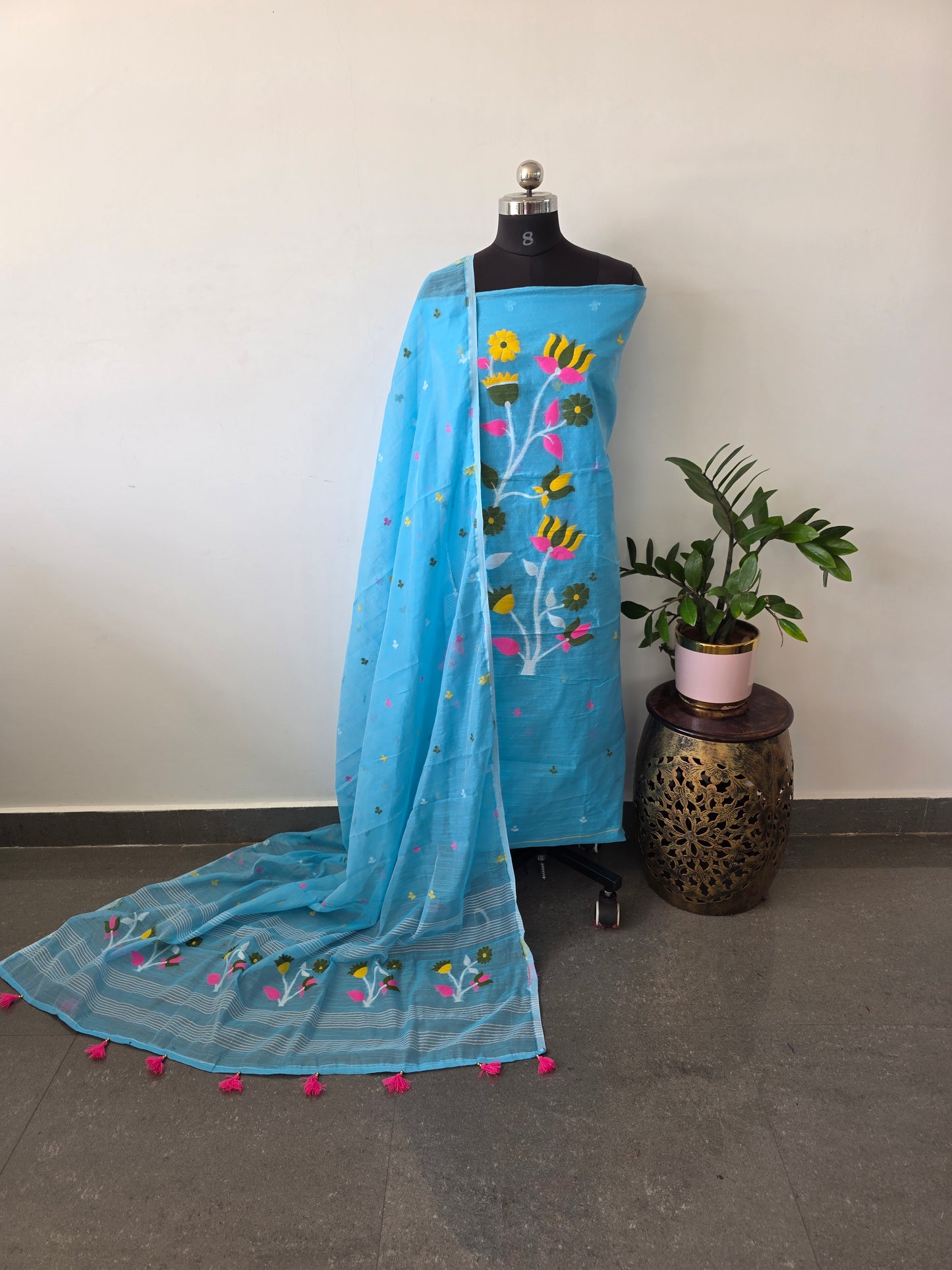 Premium silk cotton jamdhani set - AV56