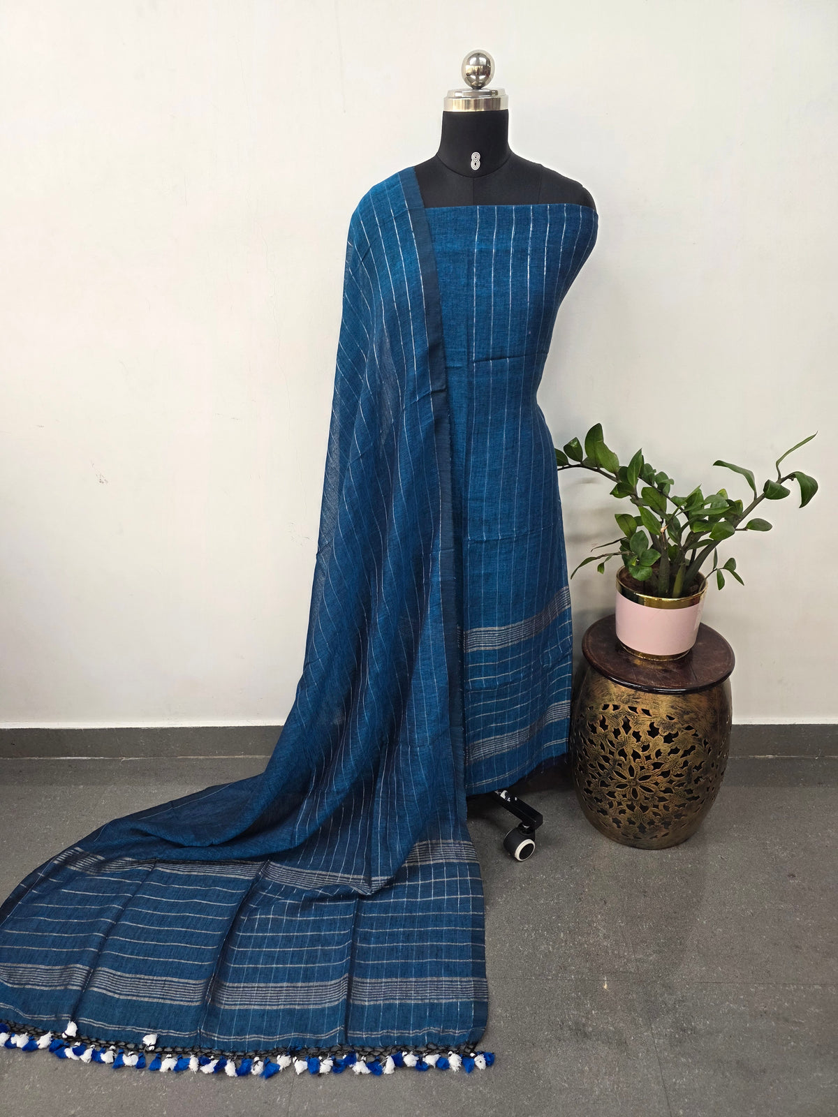 Premium checked handloom linen jamdhani set -JMM520