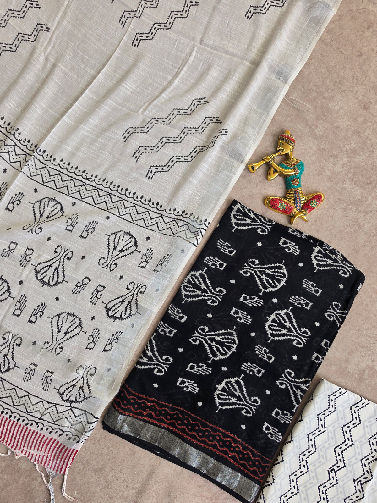 Handblock jaipuri linen cotton set -JA638