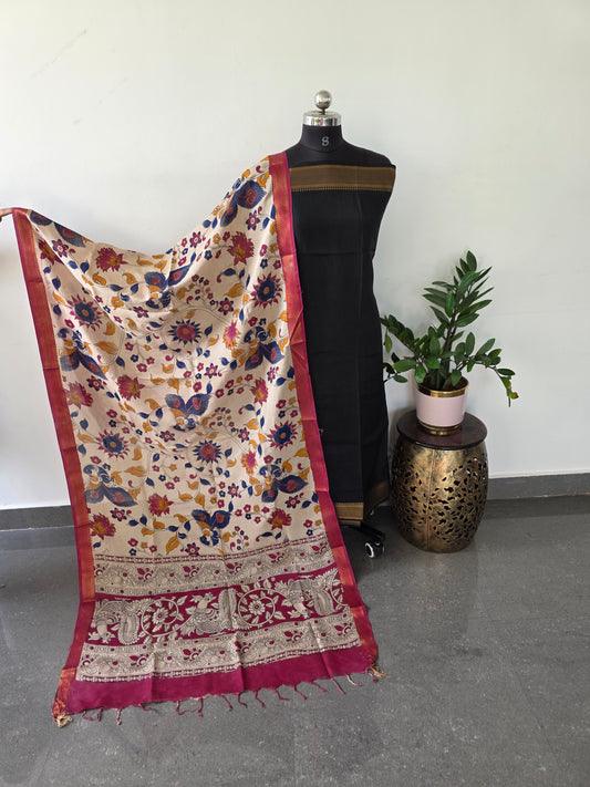 Pure chennuri kalamkari silk duppatta - D18