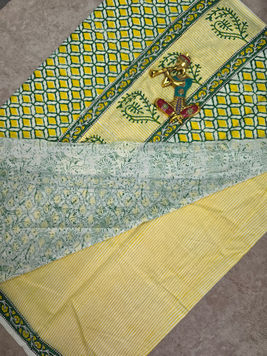 Handblock Jaipuri pure cotton saree - JA513