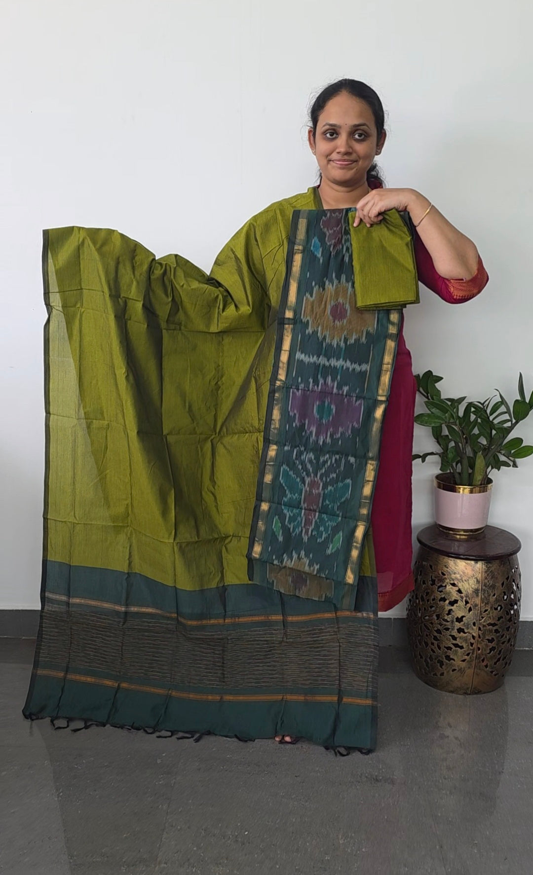Pochampally sico set with ikkat damn -SZ335