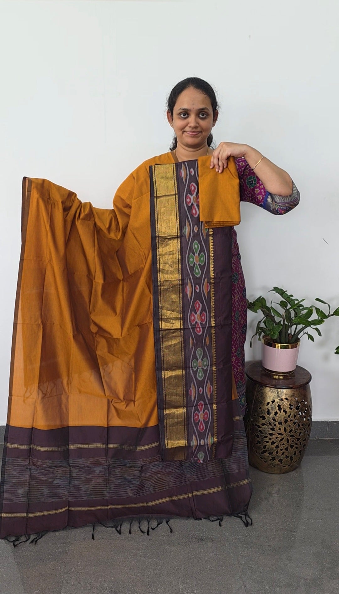 Pochampally sico silk set with zari border-SD547