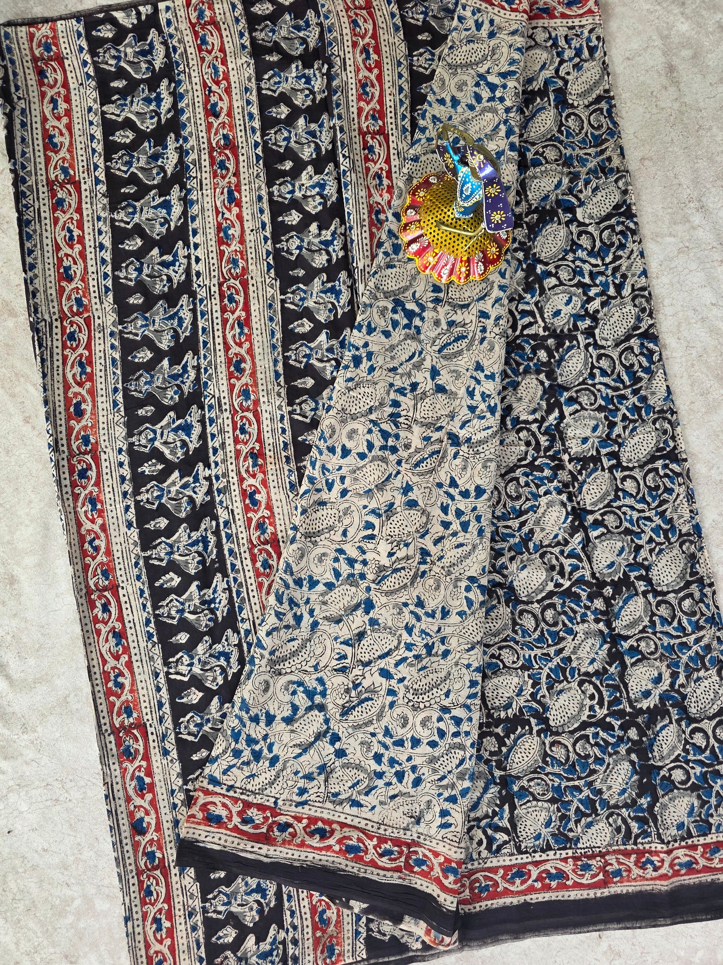 Handblock pure kalamkari cotton saree  - HS10