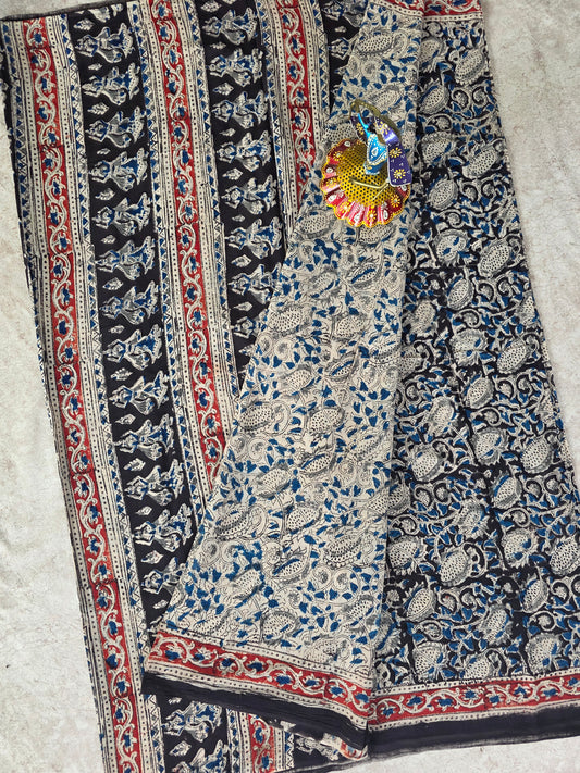 Handblock pure kalamkari cotton saree  - HS10