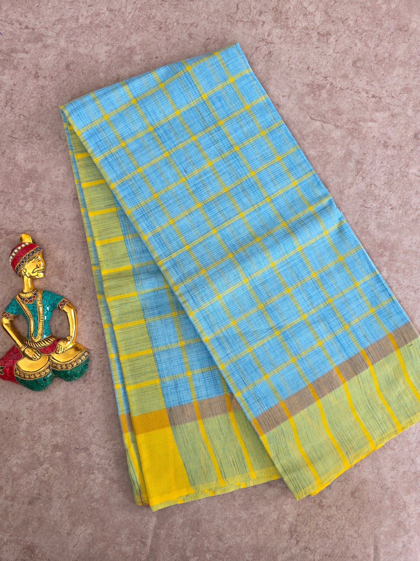 Checked Pure dobby south cotton saree - MAA176