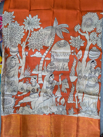 Kanchi border chennuri kalamkari silk set - AK426