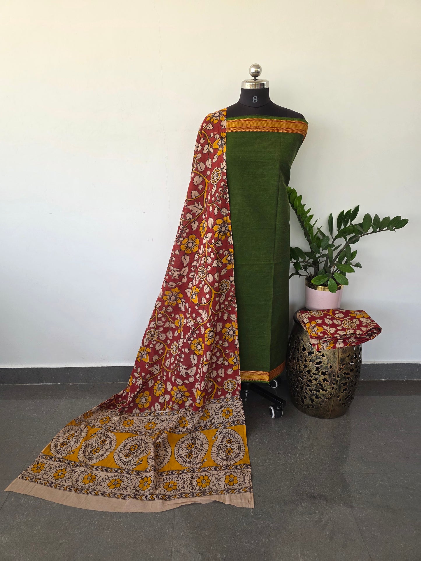 Fusion mangalagiri cotton with kalamkari salwar set - AK40
