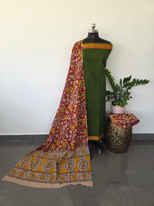 Fusion mangalagiri cotton with kalamkari salwar set - AK40