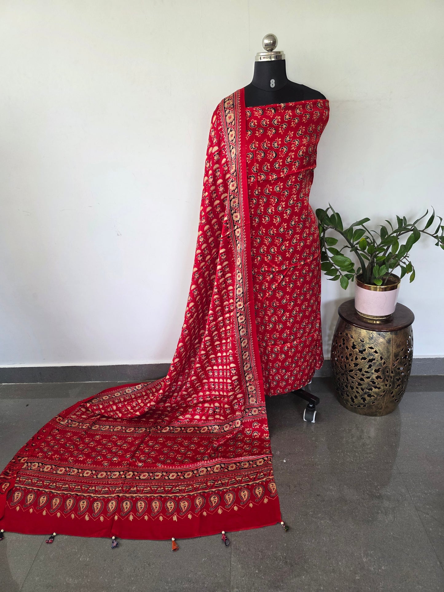 Handcrafted ajrakh modal silk set - HZ274