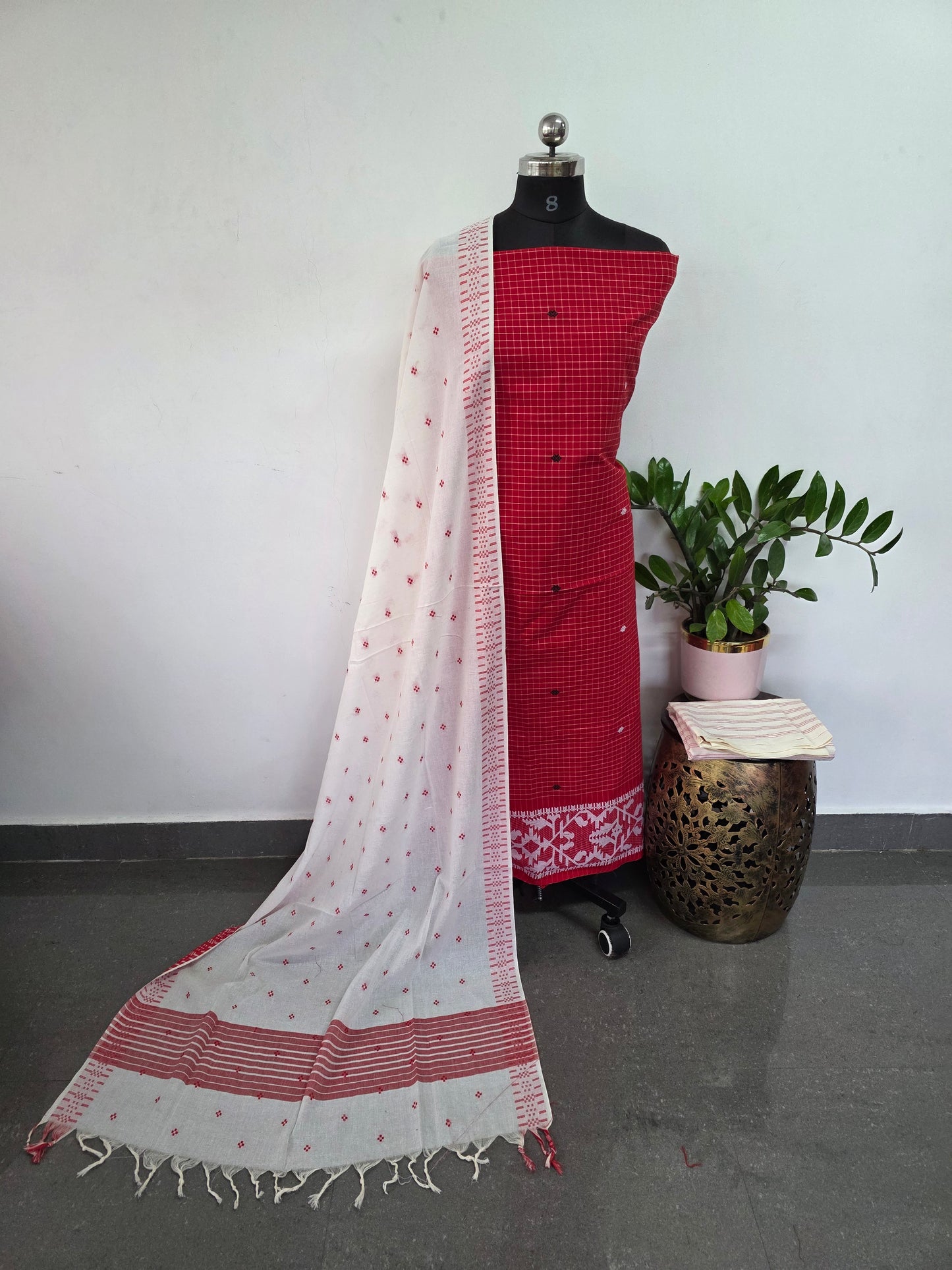 Prewashed south cotton set with jamdhani weave -HJ61
