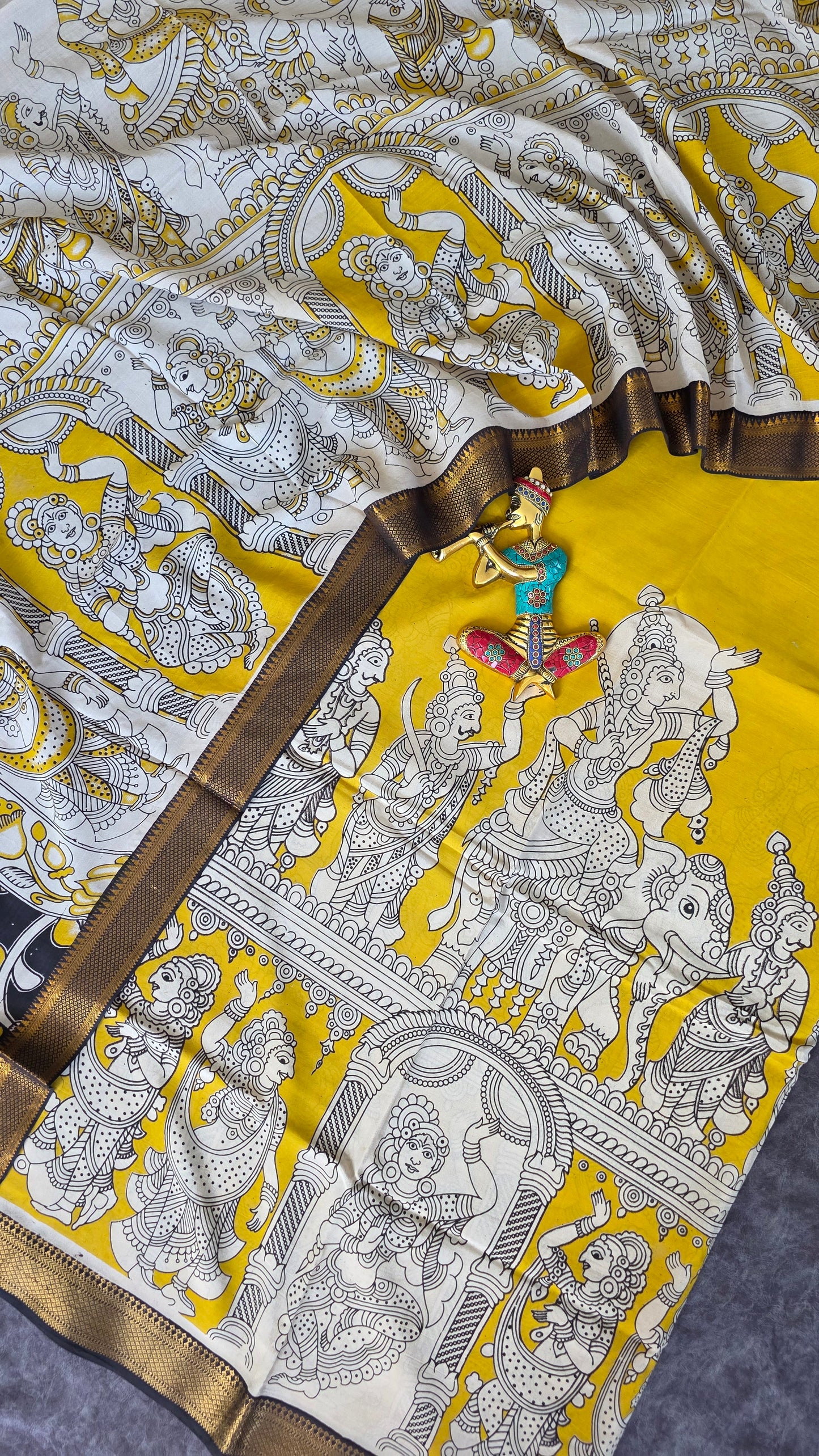 Premium chennuri silk kalamkari salwar set with nizam border - AK245