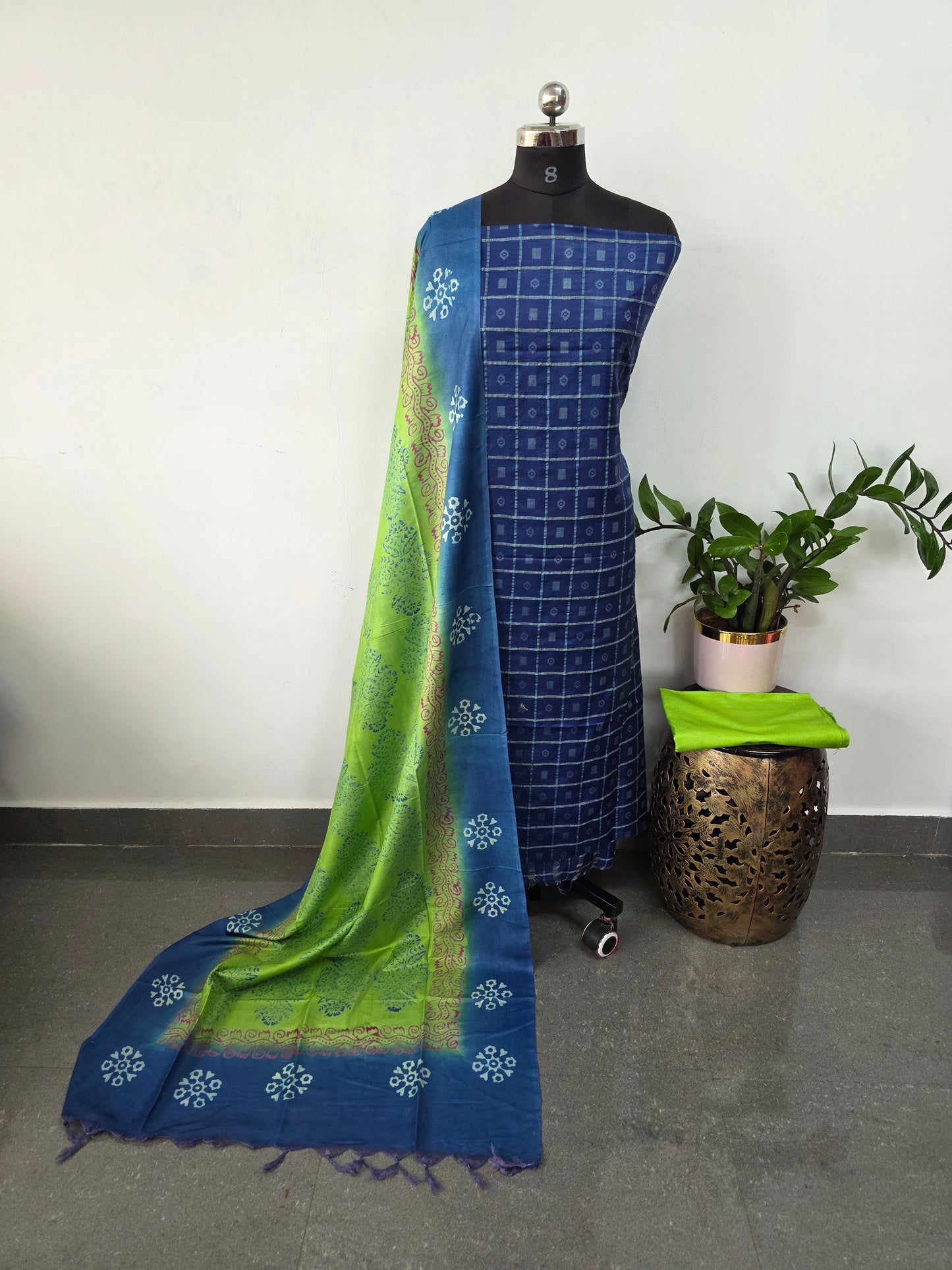 Bhagalpuri katan weaving suit with discharge print duppatta - BA418