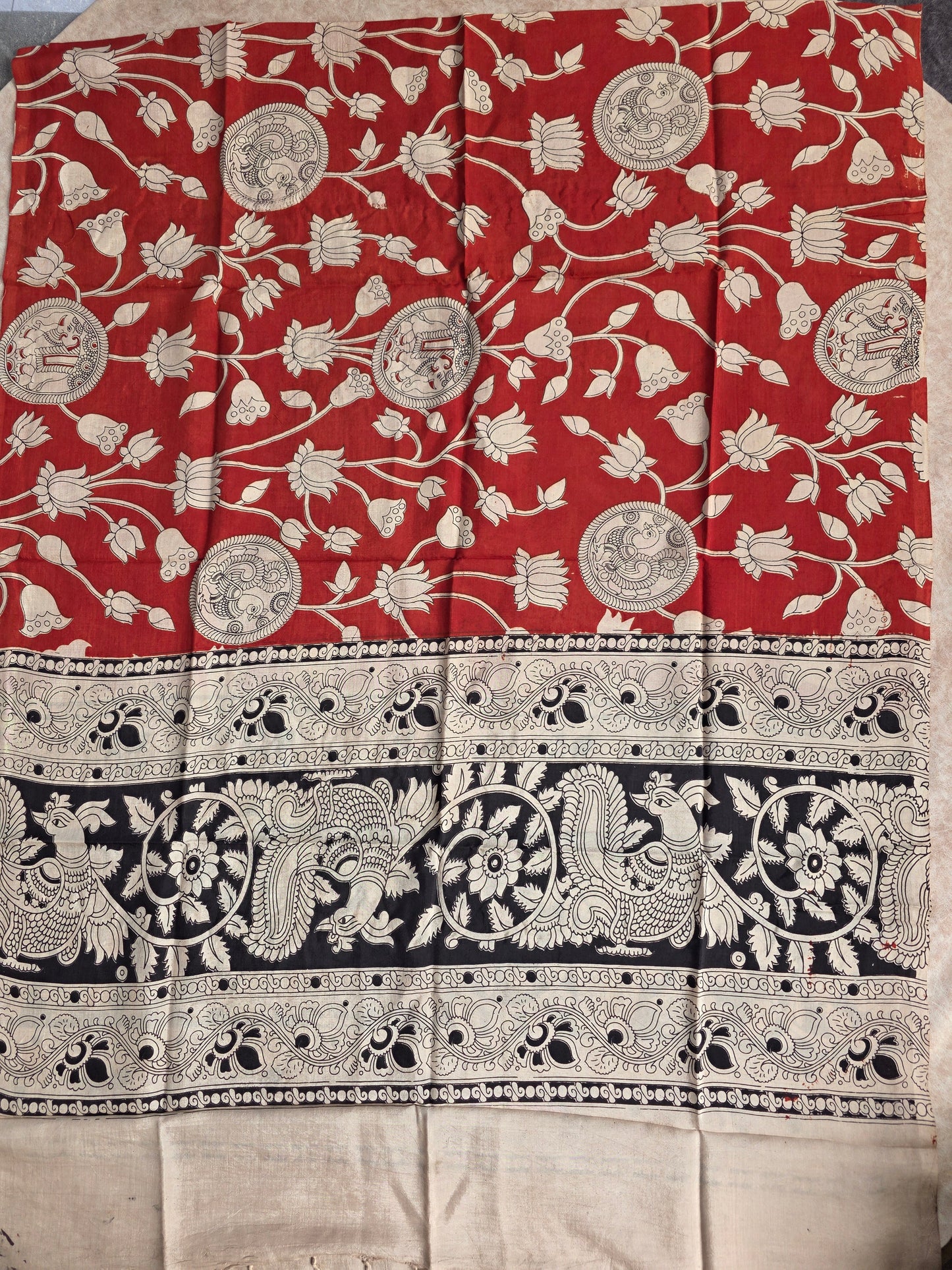 Pure chennuri silk kalamkari duppatta - FZ3