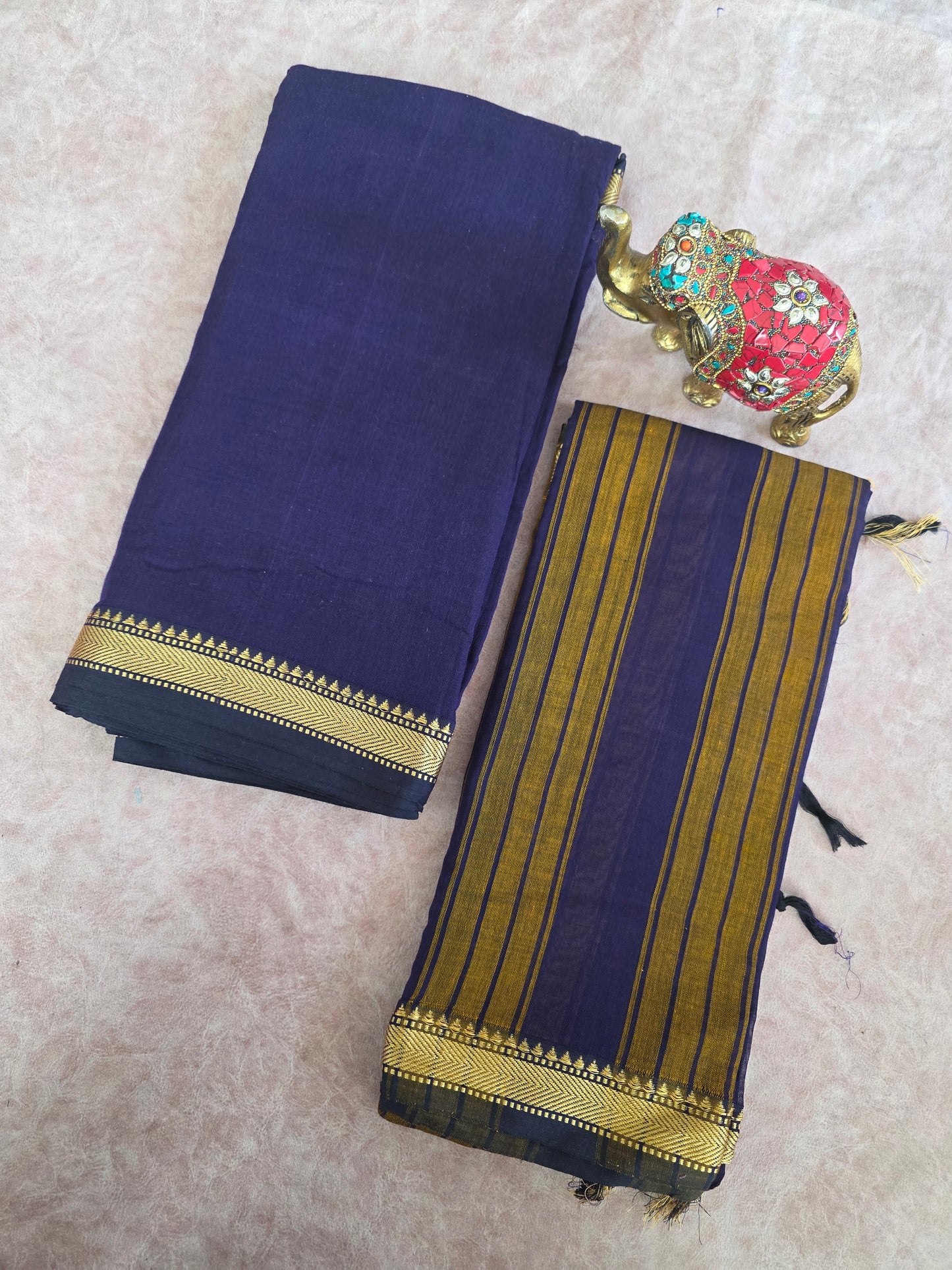 Mercerised narayanapet salwar set (blue) (4.5 meters) - NA577