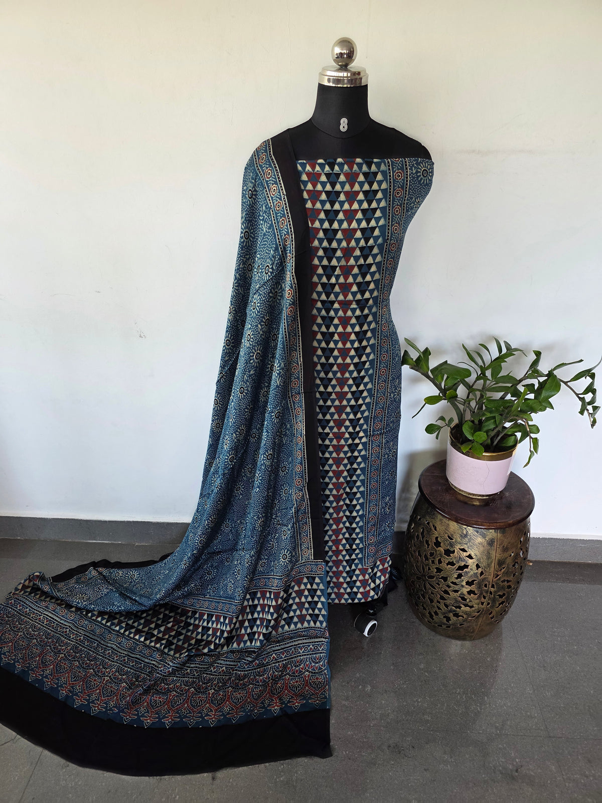 Handcrafted ajrakh modal silk set -HZ320