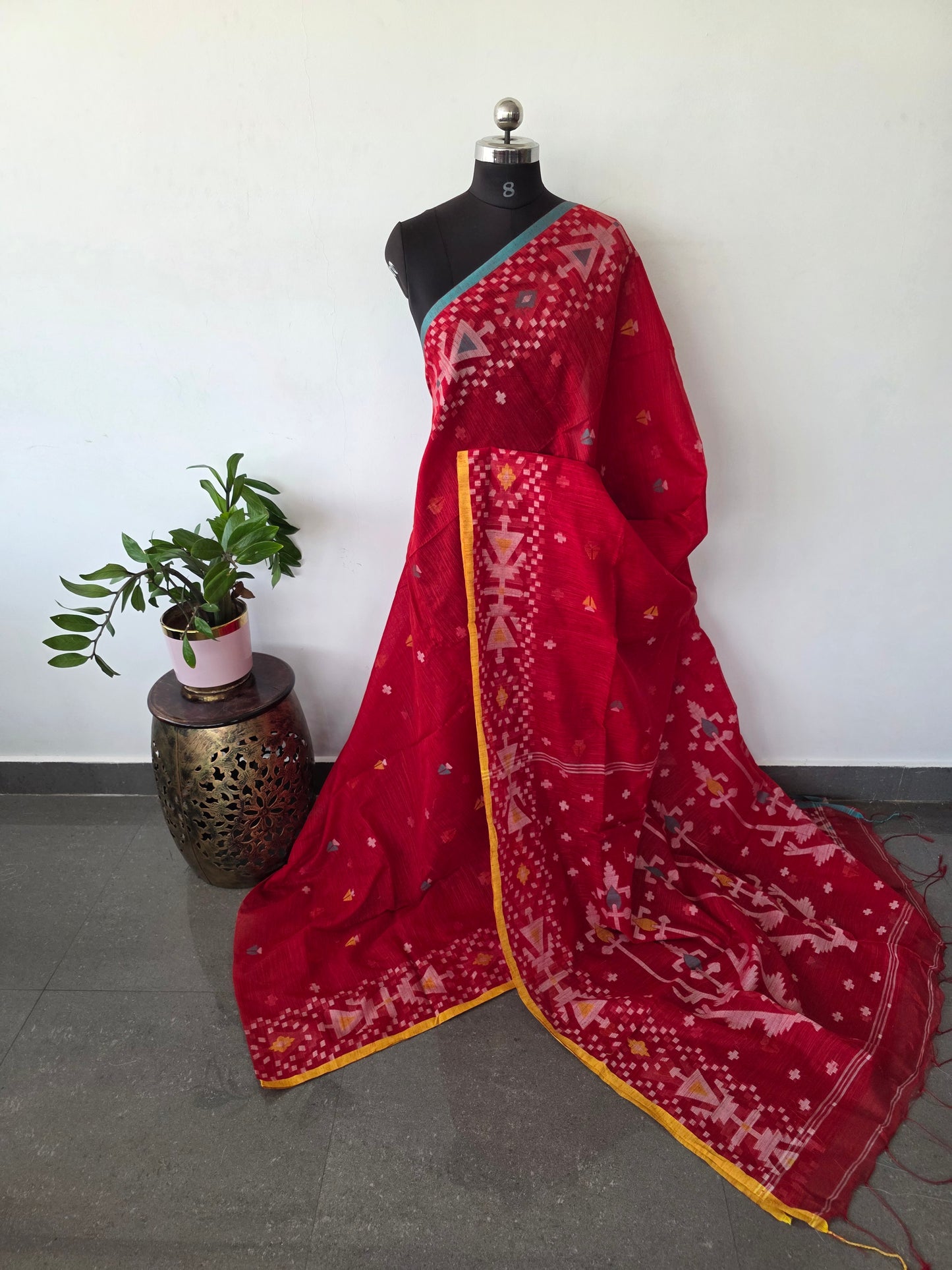 Silk cotton jamdhani saree - BB481