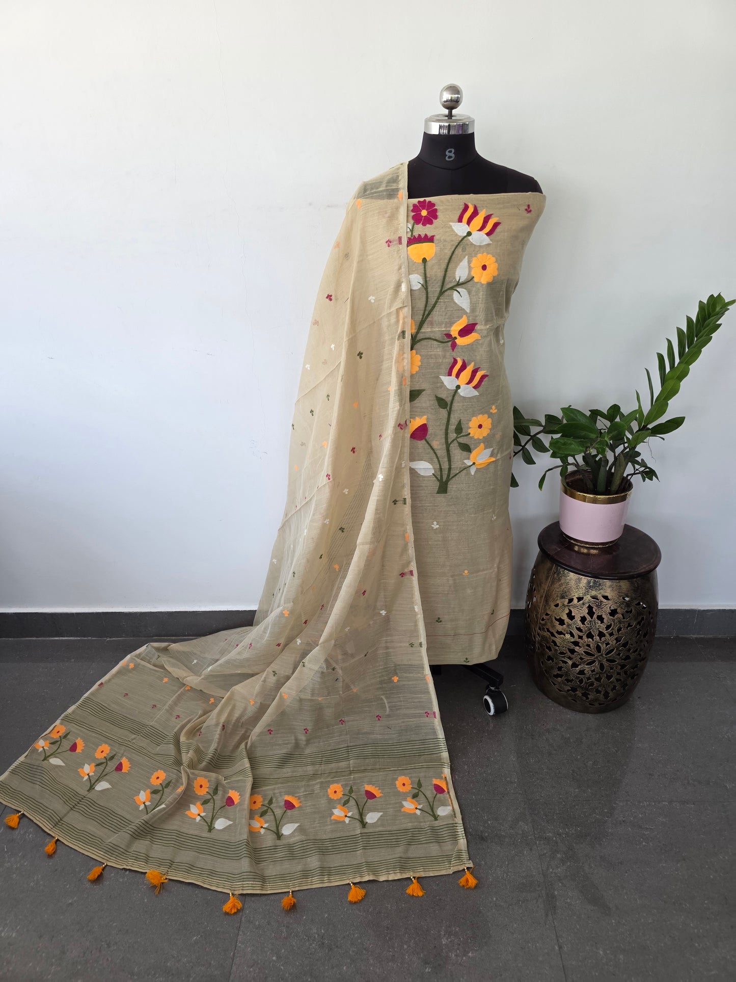 Premium Silk cotton jamdhani set - AV268