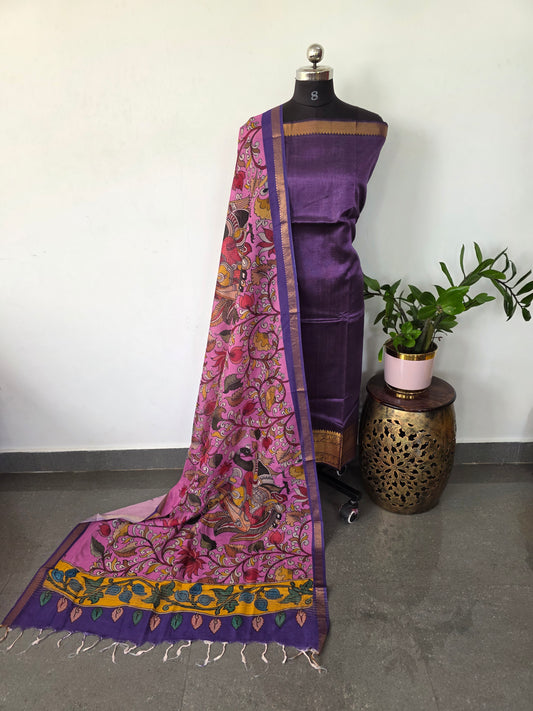 Handloom mangalagiri silk top with pure mangalagiri digital silk shawl - ML22