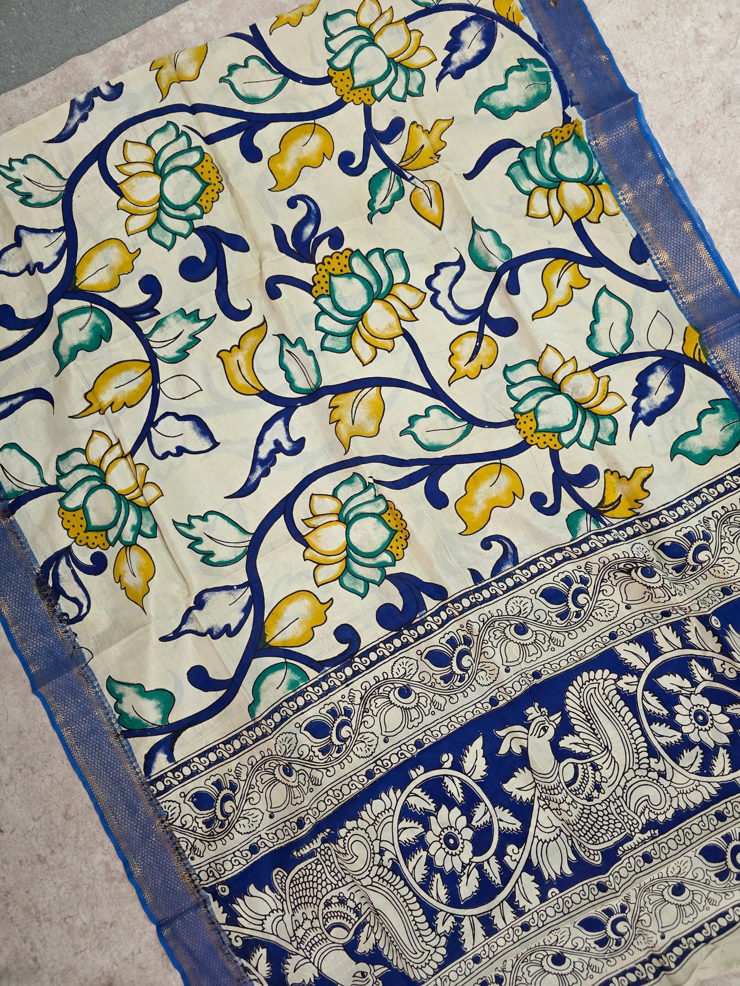 Pure chennuri kalamkari silk duppatta - KAA2