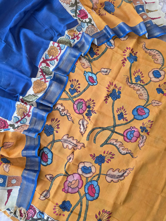 Handcrafted Kalahasthi Penkalamkari bangalore silk set- HP24
