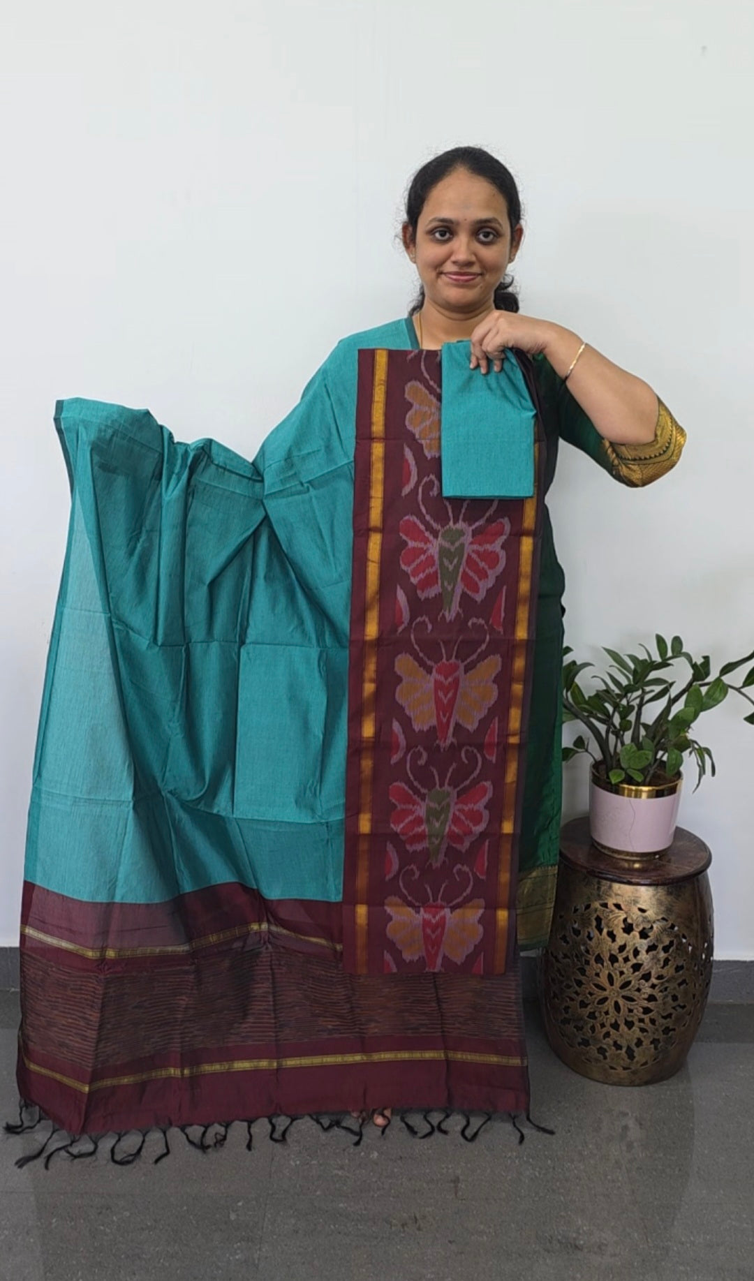 Pochampally sico set with ikkat damn -SD437