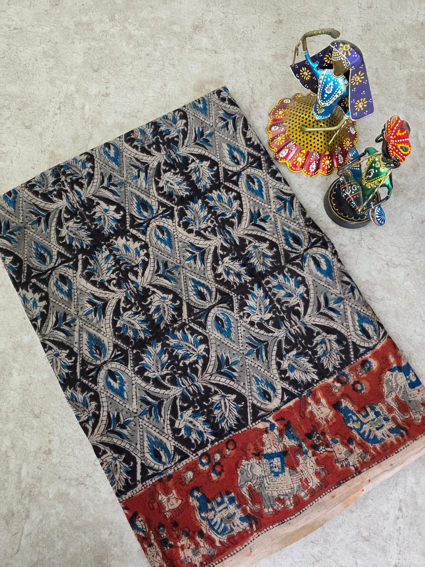 Handblock pure kalamkari cotton saree  - HS16