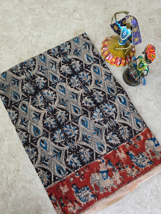 Handblock pure kalamkari cotton saree  - HS16