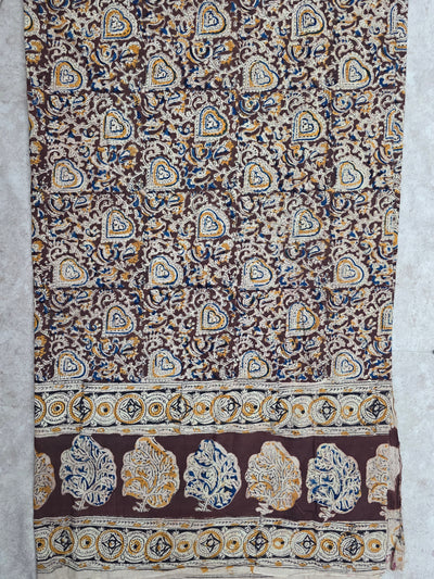 Handblock pure kalamkari cotton with border (2 pc set) - AK513