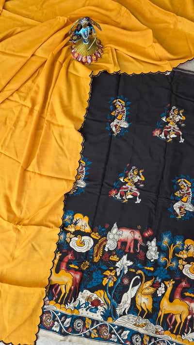 Penkalamkari inspired Chennuri kalamkari silk set - AK62