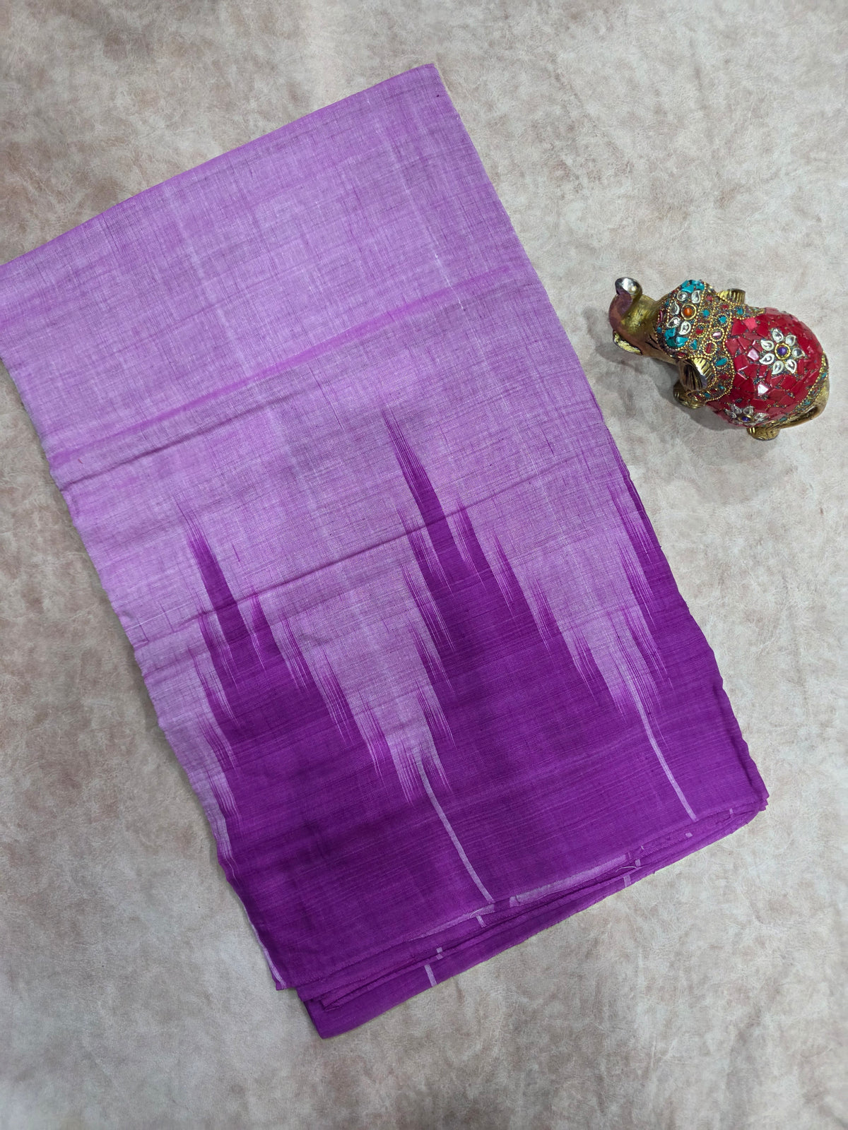 Konark ikkat soft cotton temple border saree - WW226