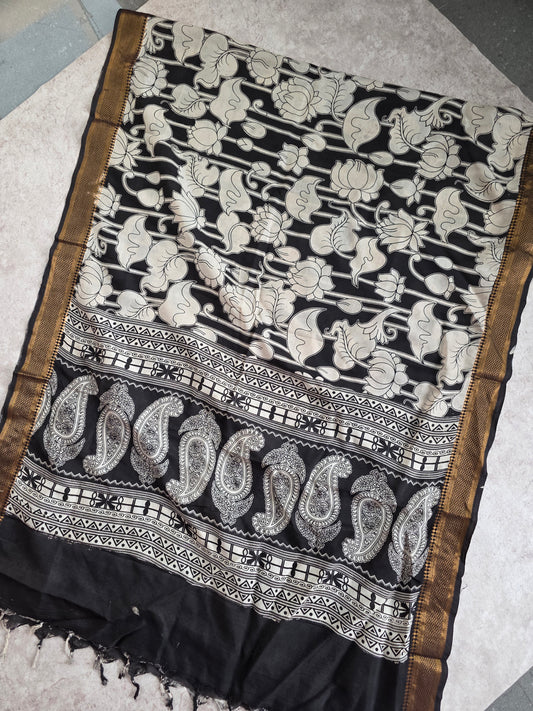 Pure chennuri kalamkari silk duppatta - 23