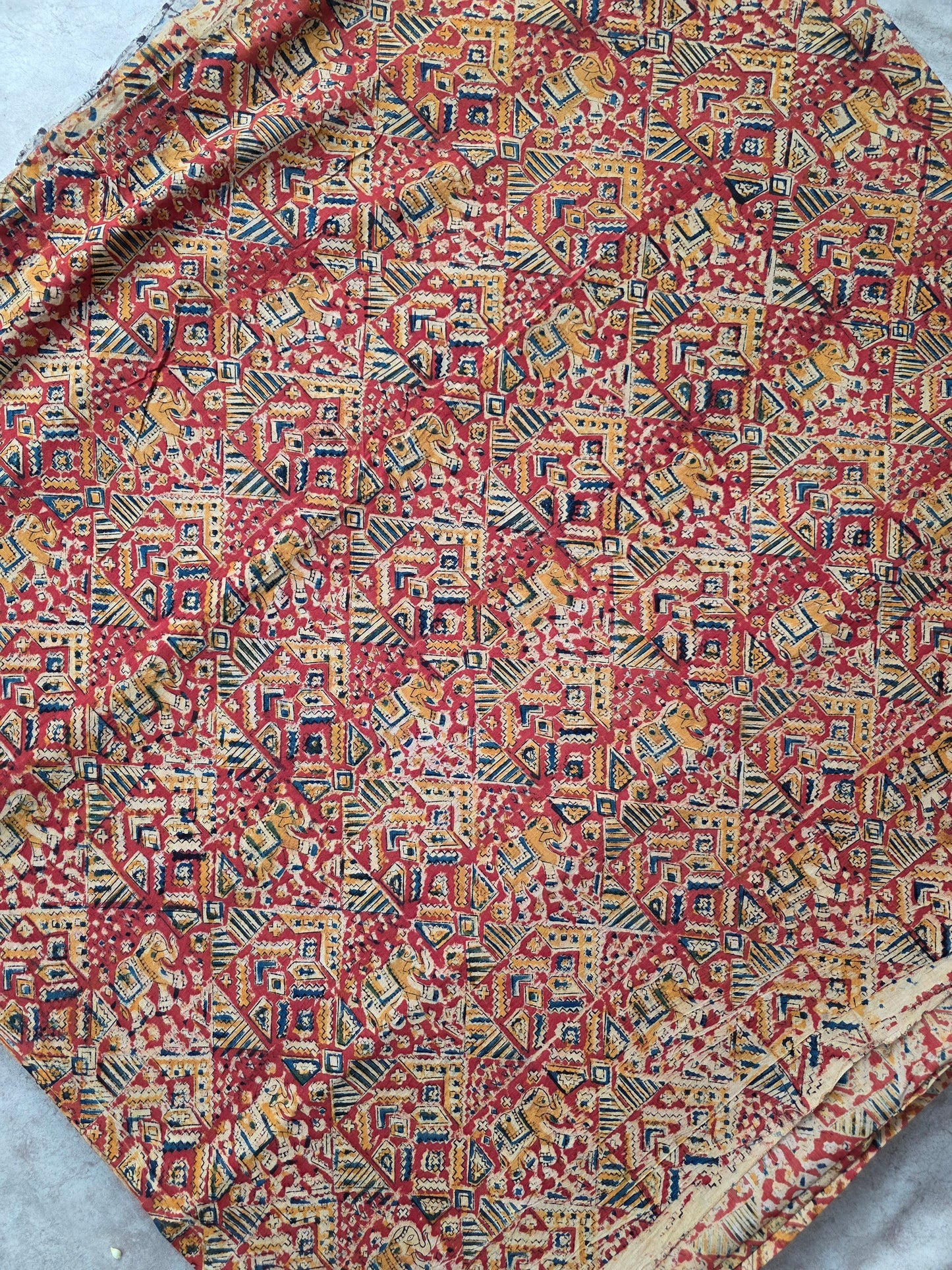 Handblock pure kalamkari cotton running material ( 0.5 mtrs ) - DB35
