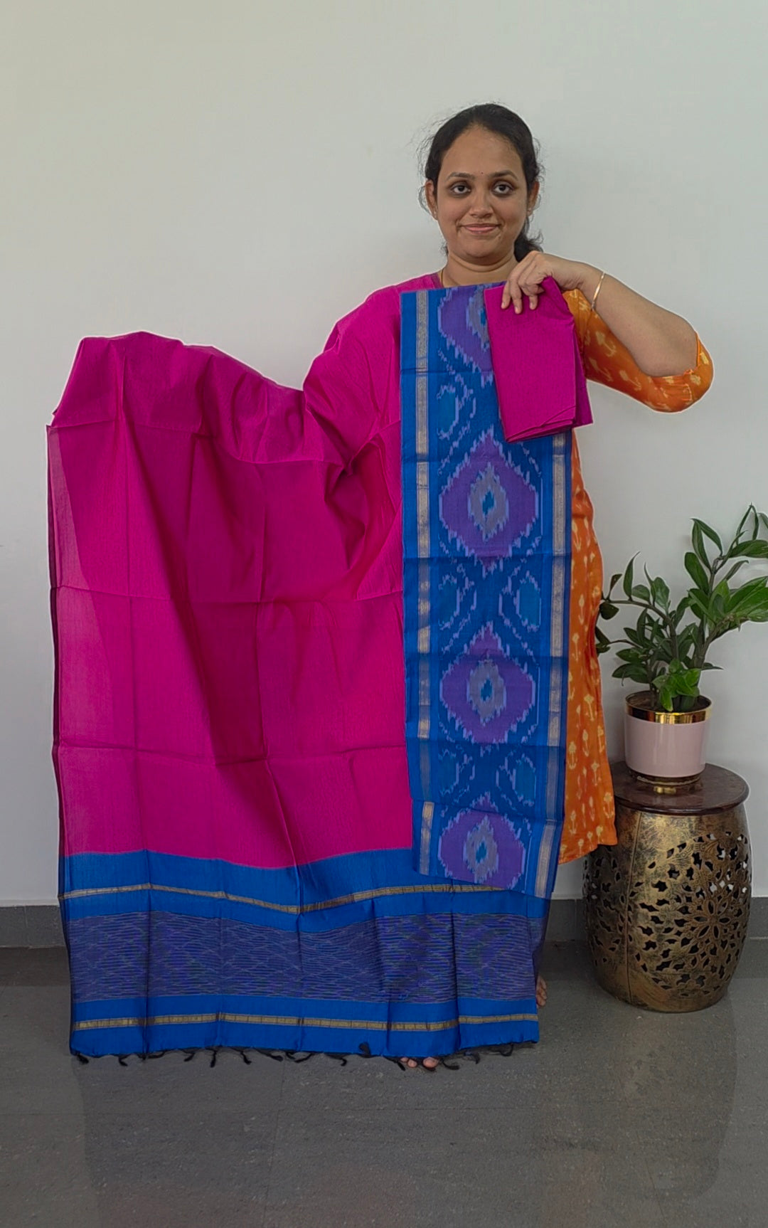 Pochampally sico set with ikkat damn- SZ285