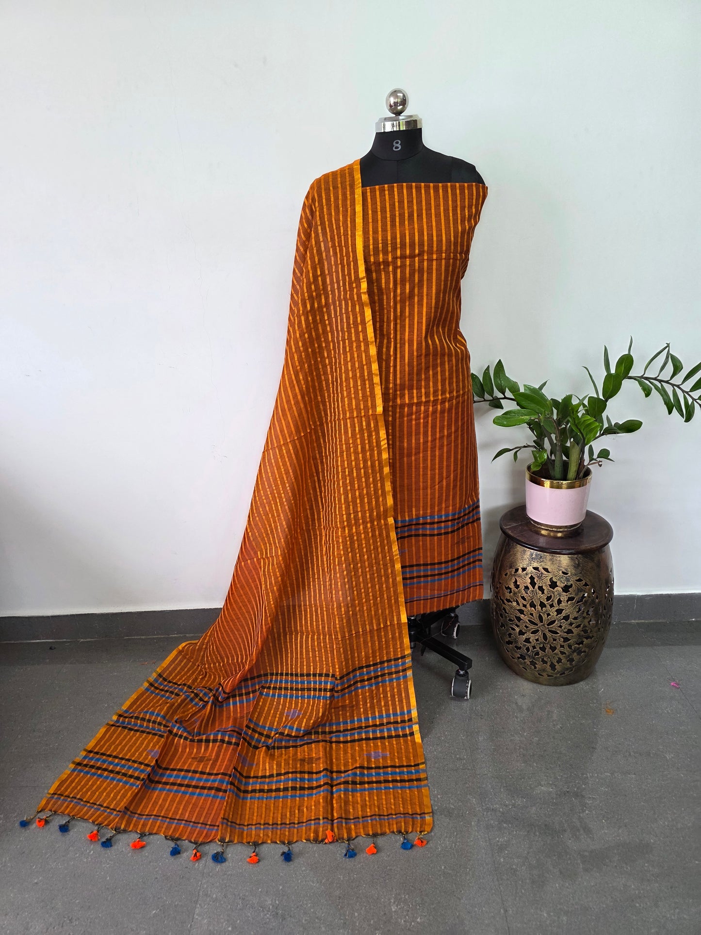 Premium mul khadi zari lines salwar set - MUL294