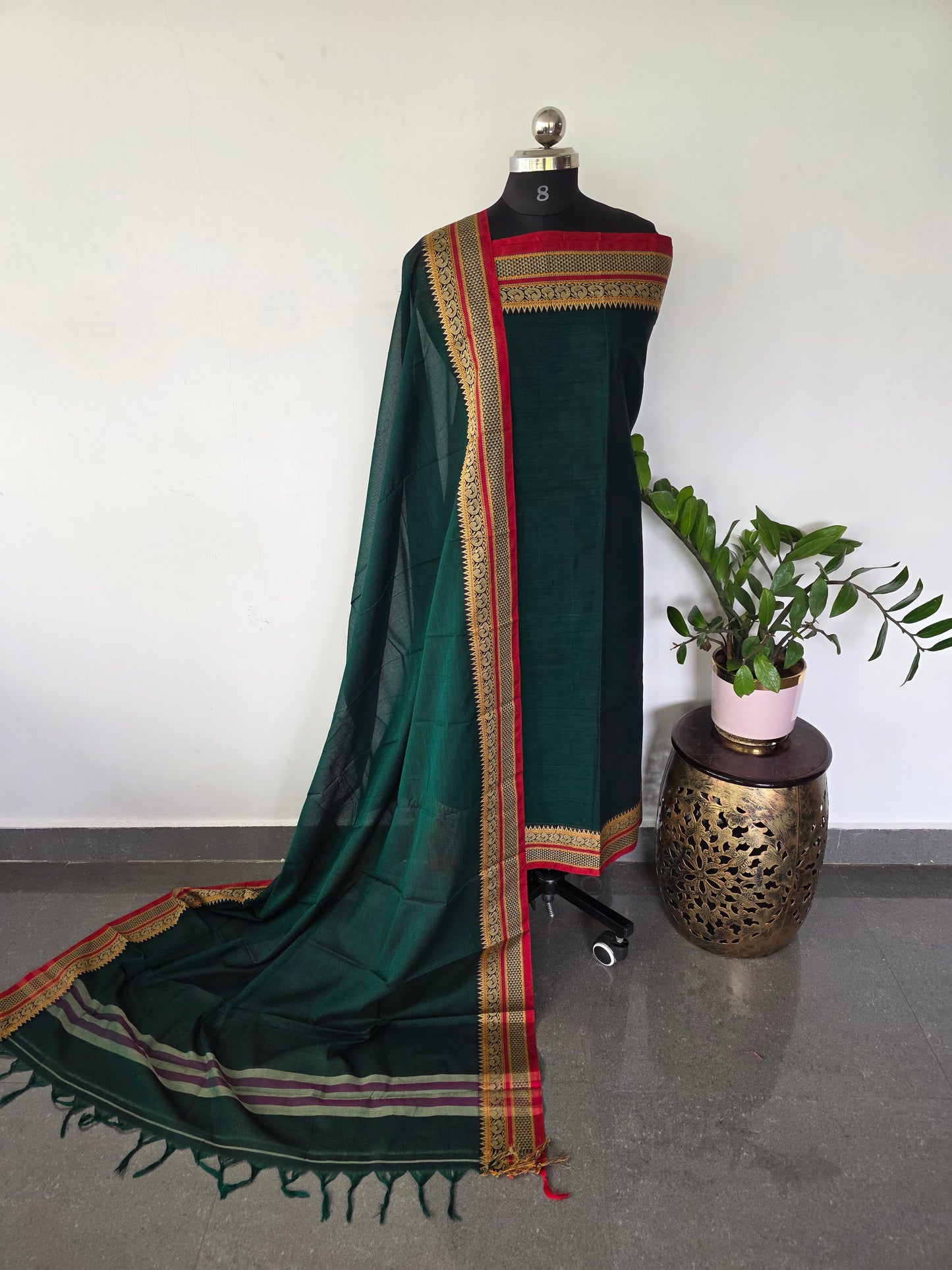 Mercerised narayanapet salwar set with annam border (4.5 mtrs)- NA320