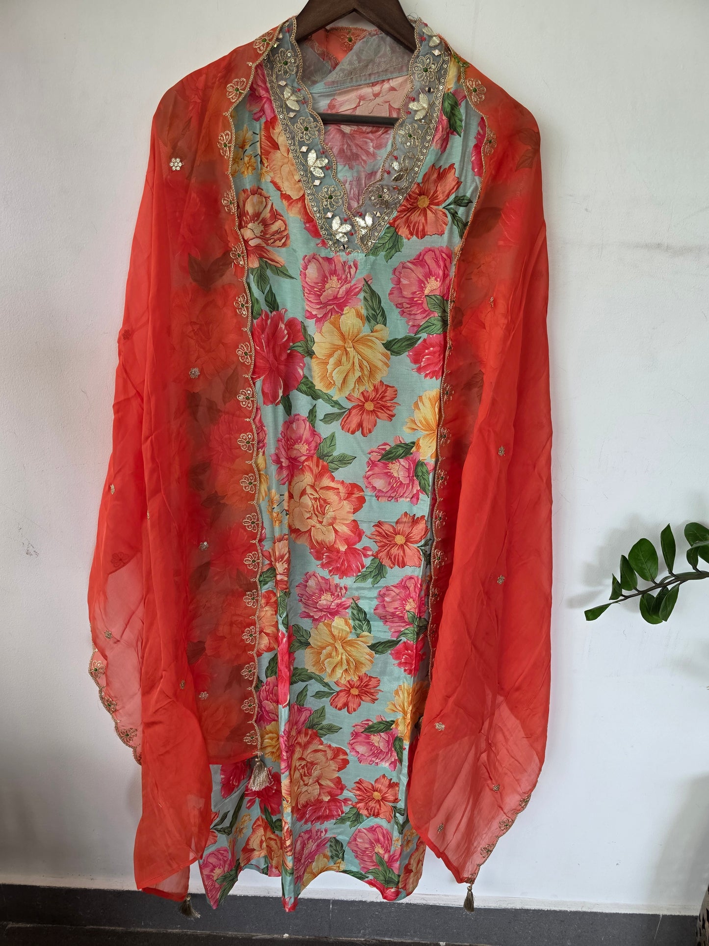 Floral viscose Modal silk set-VM49