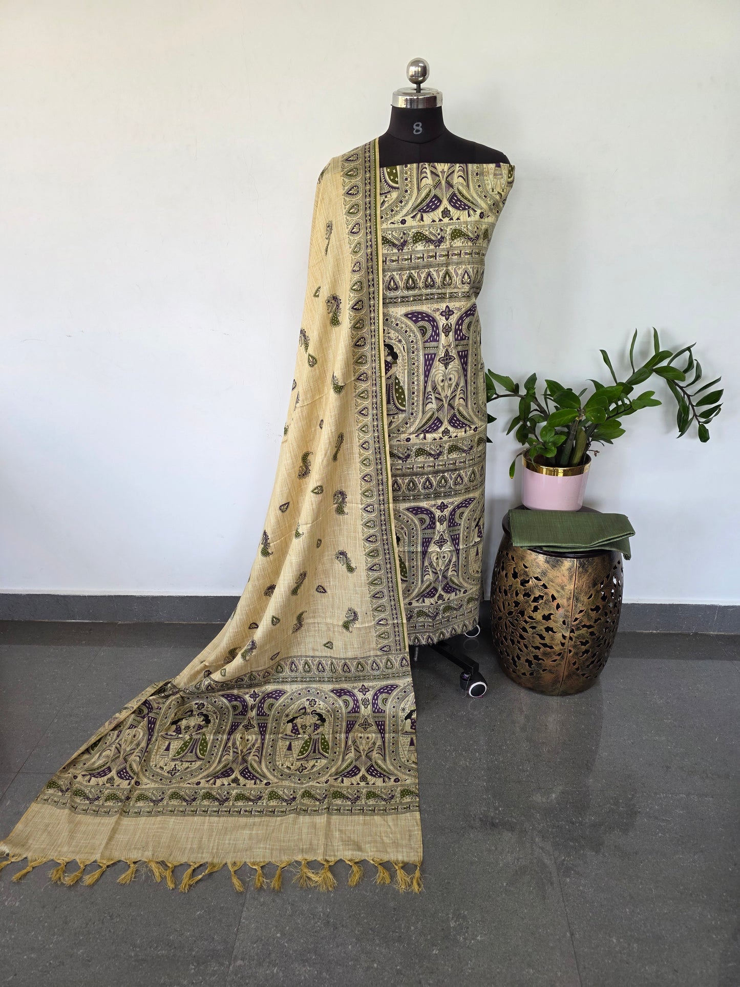 Bhagalpuri Madhubani silk set - BA473