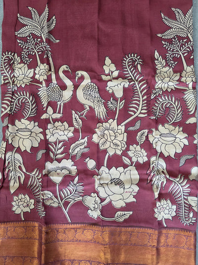 Kanchi border chennuri kalamkari silk set - AK422