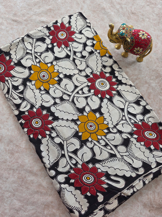 Pure silk kalamkari running material (1 meter)- KM74