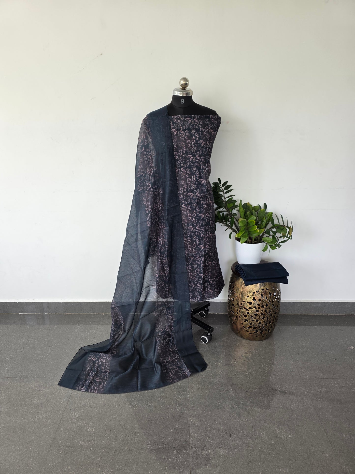 Fancy digital linen silk set -177