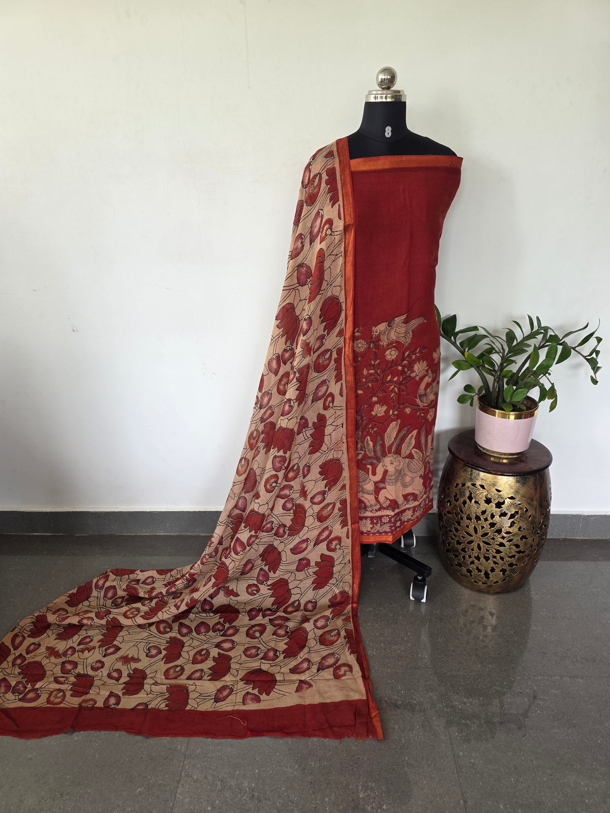 Handcrafted Kota kalamkari set (2 pc set )-AK475