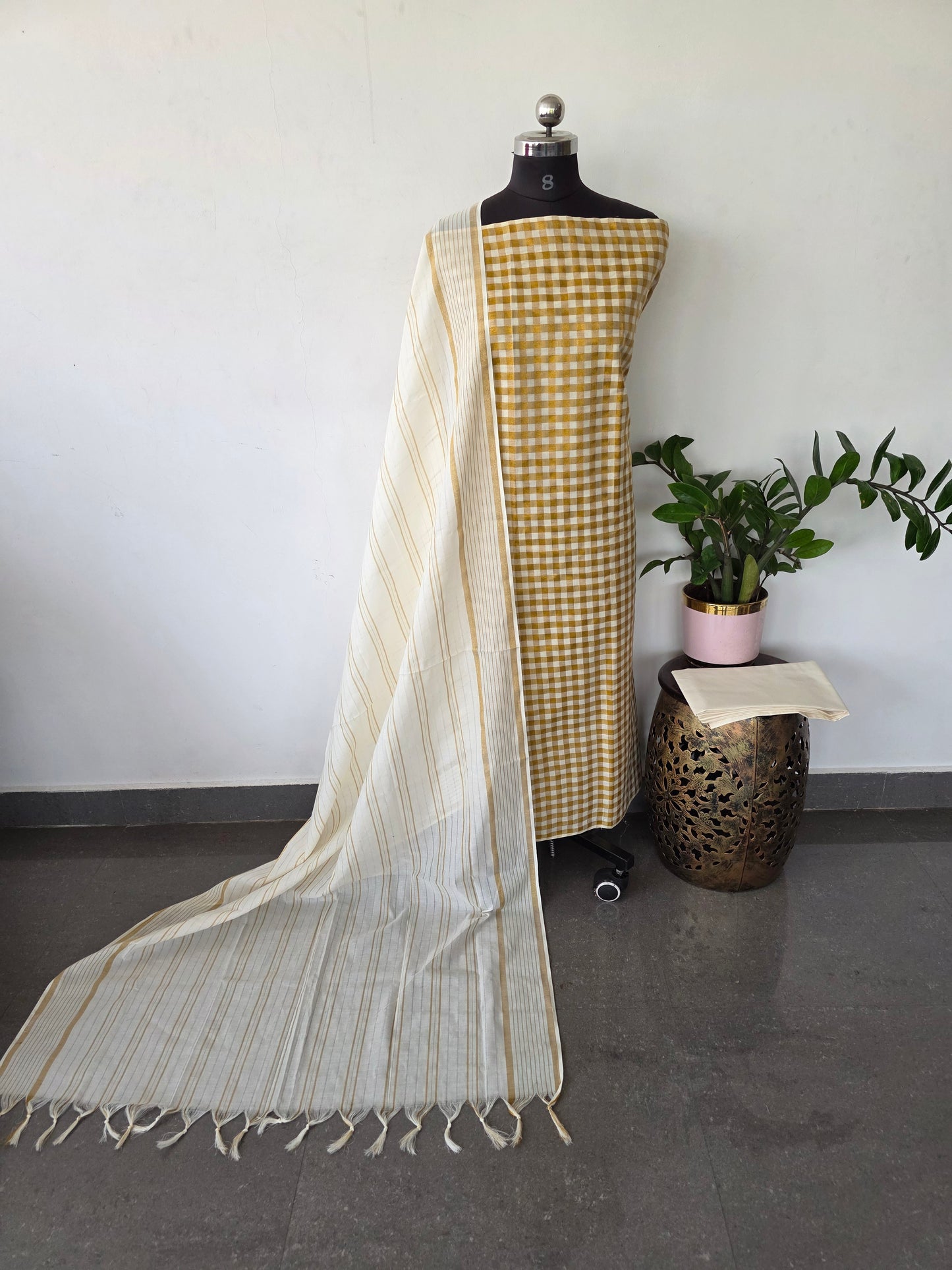 Kerala kasavu checked salwar set - KK3