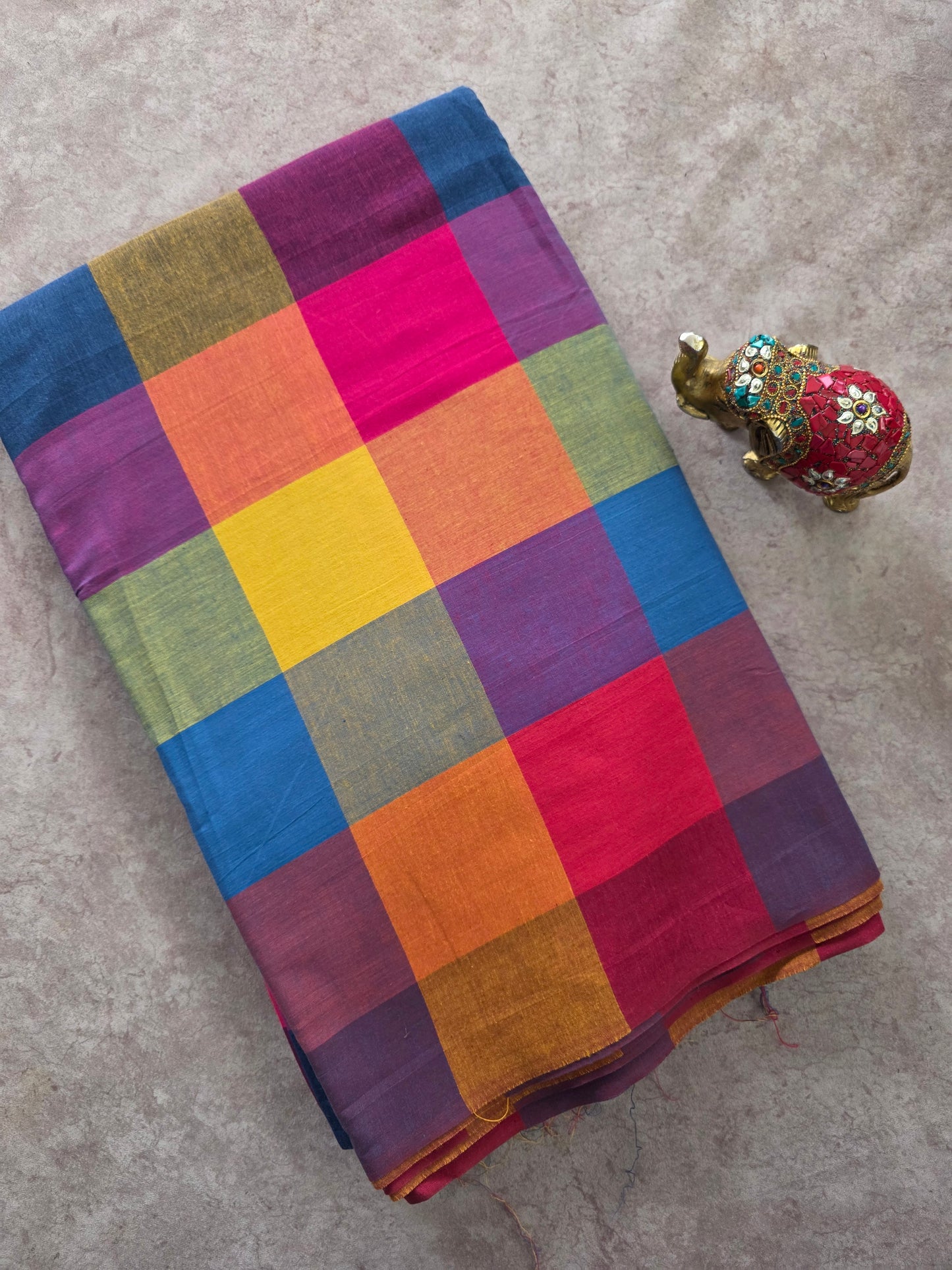 Madras kattam prewashed running material (4 inches*4 inches) - MD111